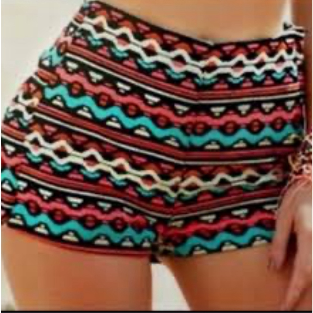 H&M x COACHELLA High Waist Bright Boho Chevron Print Shorts